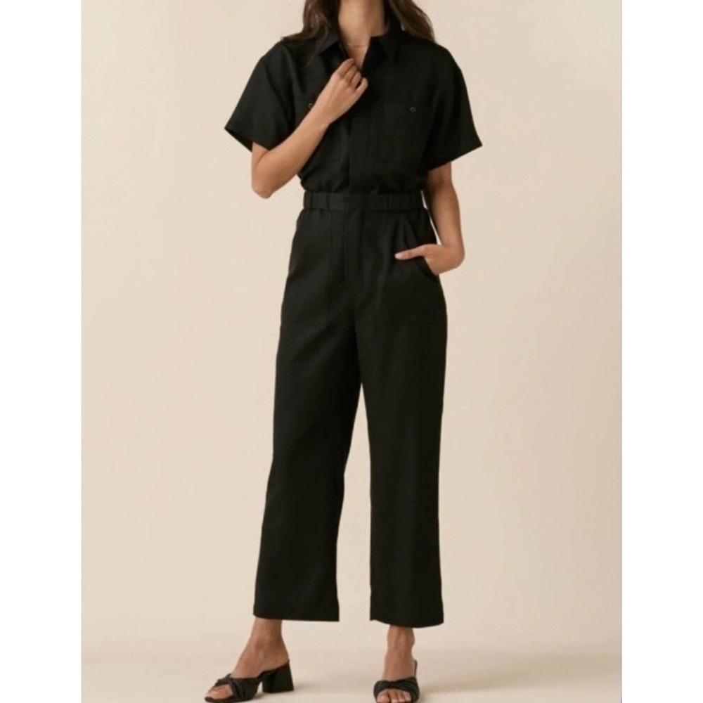 Vetta Capsule Utility  Convertible Multi-Way Wide Leg Jumpsuit Size Small Black
